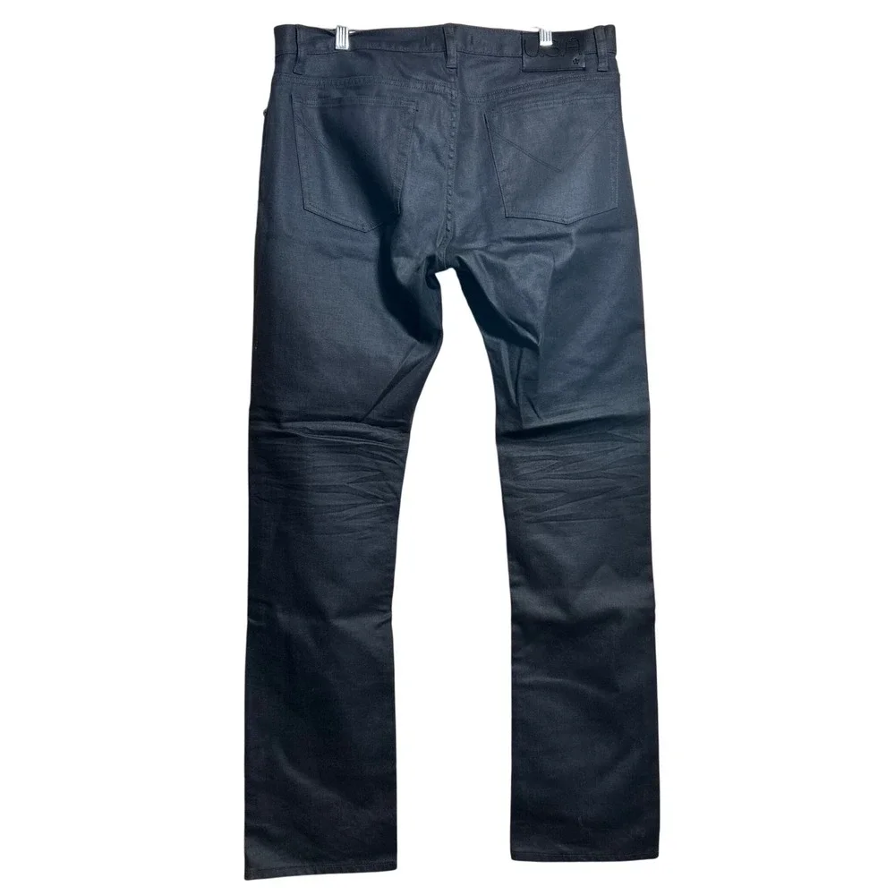 John Varvatos USA Mens Coated Charcoal Gray Straight Leg Jeans 36 36x34